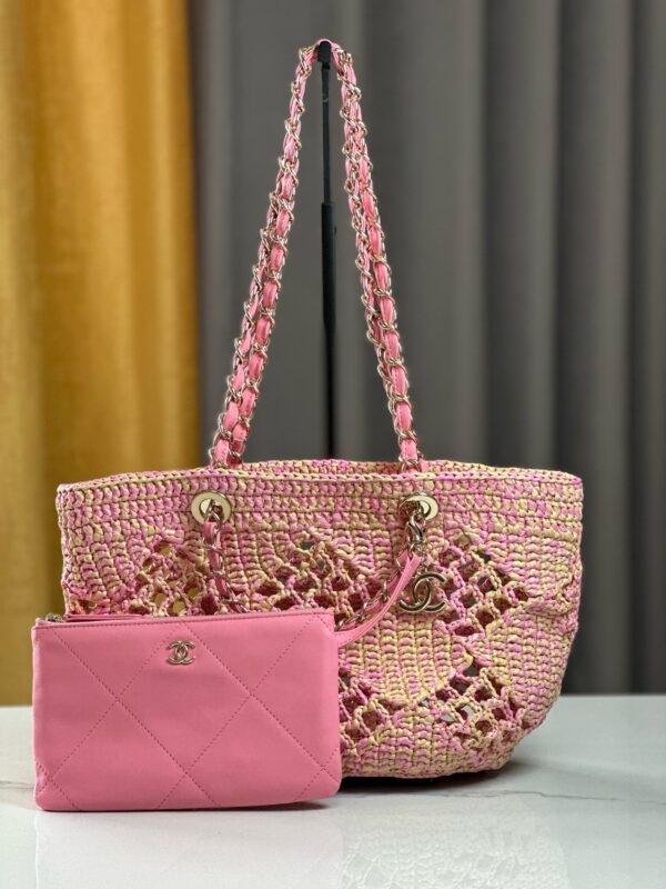 Small Apricot Hollow Woven Beach Bag 2 colors